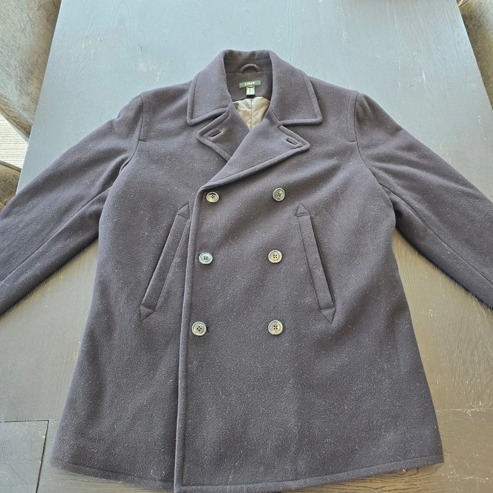 J.Crew Mens Wool Thinsulate Pea Coat Navy Blue Style‎ 65263 Medium FA04